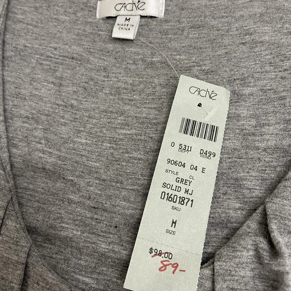 Cache Women's Grey Sleeveless Jersey Dress Size Medium‎ New Belted Knee Length - Picture 5 of 9